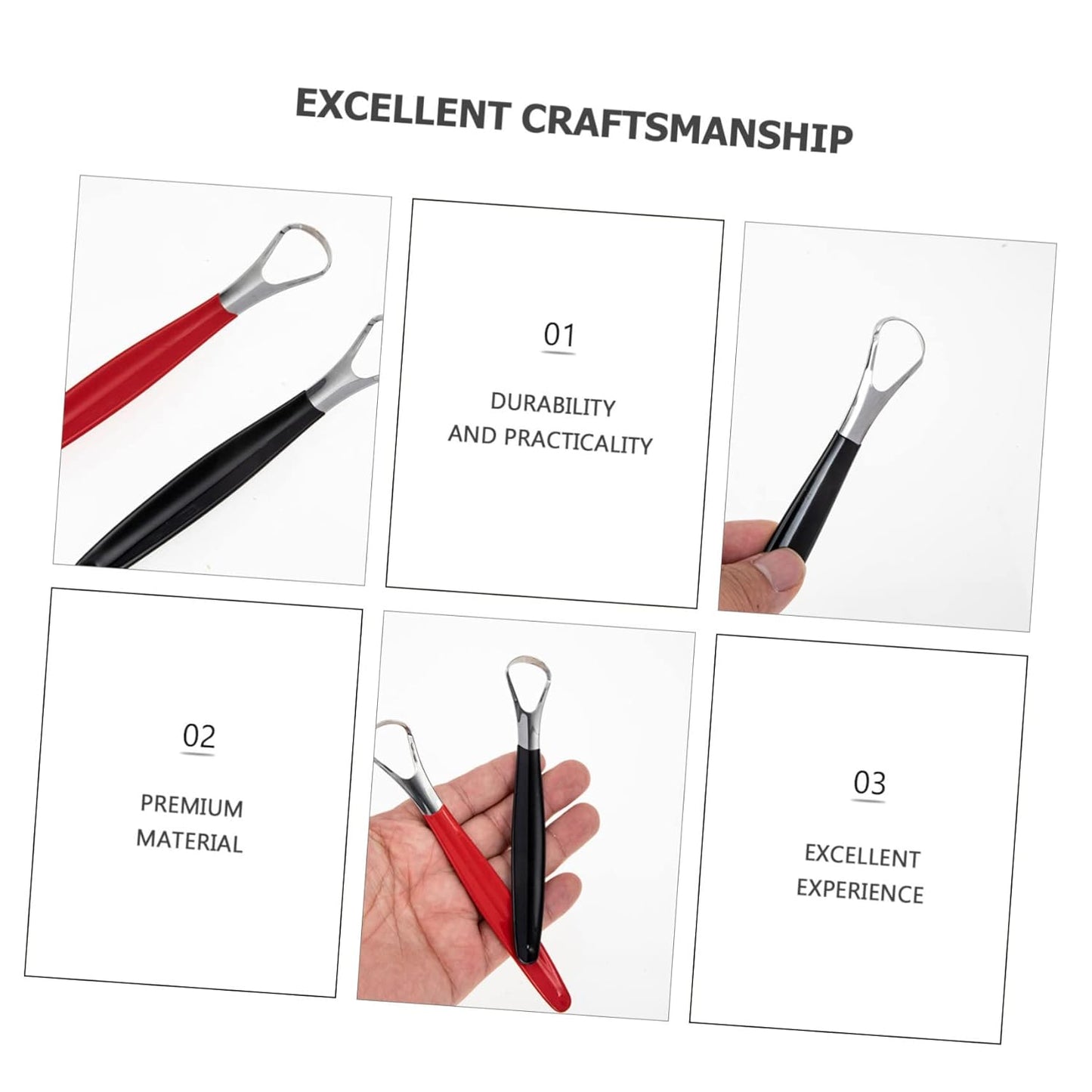 Baluue 2pcs Stainless Steel Tongue Scraper for Adults Portable and Transparent Box Ergonomic Design for and Oral Health