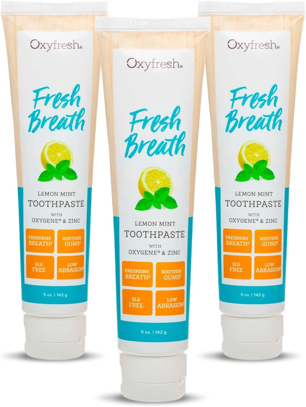 Oxyfresh Premium Maximum Fresh Breath Lemon Mint Toothpaste - Clean Teeth & Fresh Breath - Natural Essential Oils & Natural Xylitol to Help Fight Tartar - SLS & Fluoride Free, 3-5oz