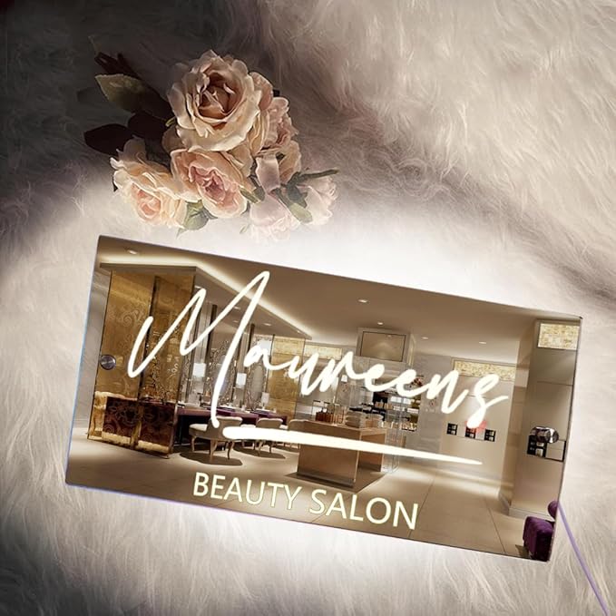 Personalized LED Name Mirror Light - Custom Multi Colour Lighting Mirror, Barber Shop, Bedroom Decor