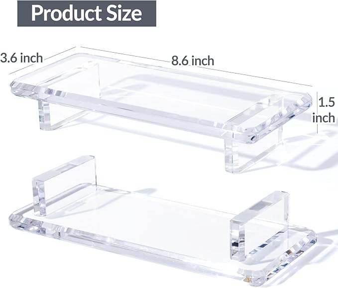 Acrylic Bathroom Counter Tray: Water-Resistant Kitchen and Bathroom Tray Countertop Decor,Perfect for Soap Dish,Vanity,Plant,Candle Decor,and Riser Organizer-Small