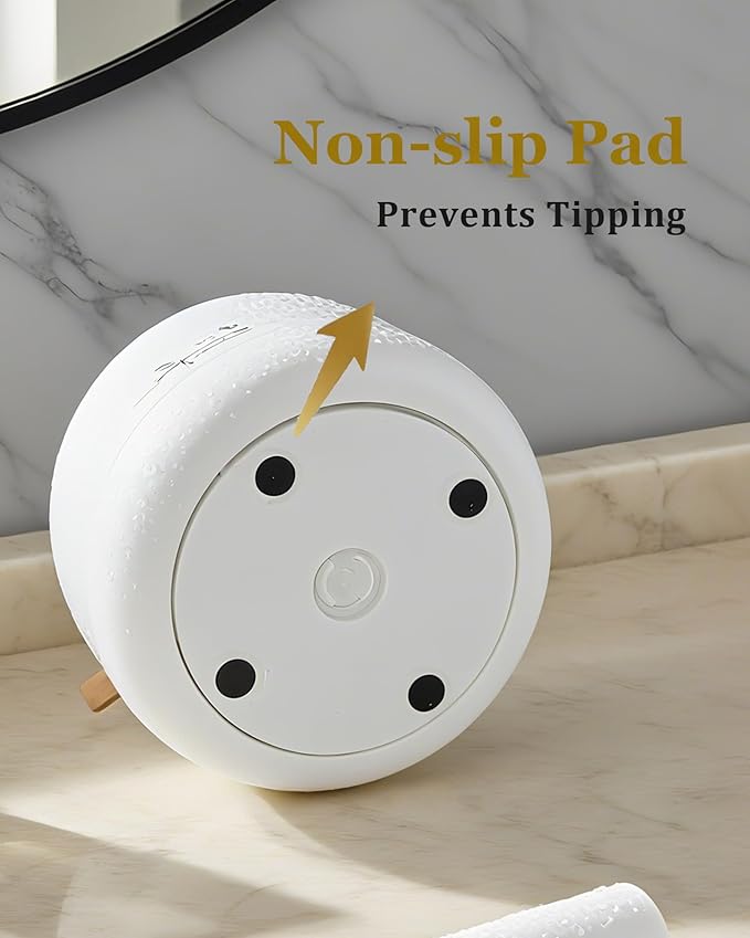 bubooo 360° Rotating Toothbrush Holder for Bathroom - Non-Slip Space-Saving 7-Slot with Cover & Drainage, Electric Toothbrushes/Toothpaste/Razor Organizer for Counter Vanity (White)