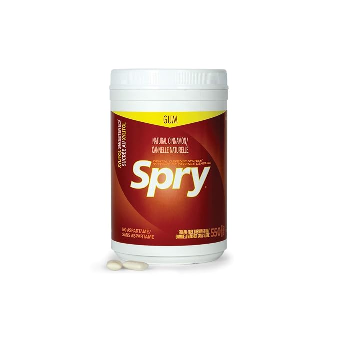 Spry Fresh Natural Xylitol Chewing Gum Dental Defense System - Aspartame-Free, Sugar-Free, Non-GMO, Gluten-Free (Cinnamon, 550 Count - Pack of 1)
