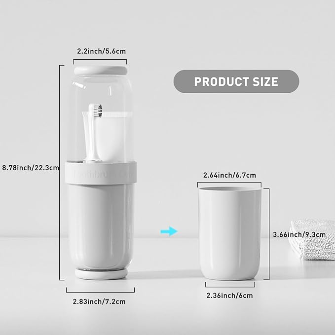 Toothbrush Cup with Cover, Travel Toothbrush Case Portable Toothbrush Holder for Traveling Business Camping School Bathroom (Grey)