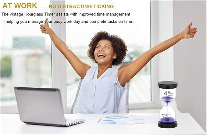 SuLiao Hourglass 4 Minute Sand Timer: Colorful Small Purple Sand Clock 4 Min, Plastic Hour Glass Sandglass for Kids, Games, Classroom, Kitchen, Decoration