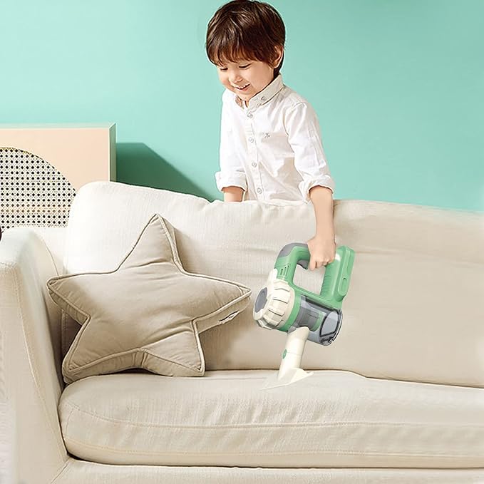 3-in-1 Kids Vacuum That Really Works, Toddler Toy Vacuum Cleaning Set for Children Aged 3+, Fun Kids Working Toy Vacuum Cleaner with Working Suction for Realistic Play (630Green)