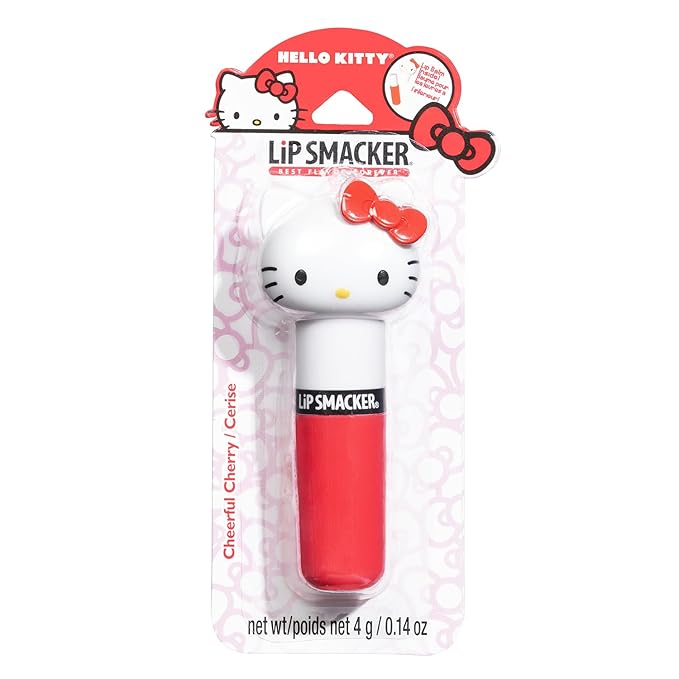 Lip Smacker Lippy Pals Sanrio Hello Kitty, Flavored Moisturizing & Smoothing Soft Shine Lip Balm, Hydrating & Protecting Fun Tasty Flavors, Cruelty-Free & Vegan - Cheerful Cherry