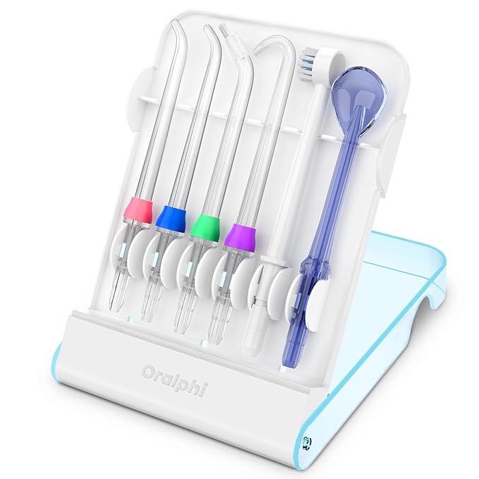 Replacement Tips for Waterpik, Water Flosser Replacement Heads Parts for Waterpik Oral Irrigator (Aquaflosser 6 Tips Tongue Combo & Storage Case Bundle)