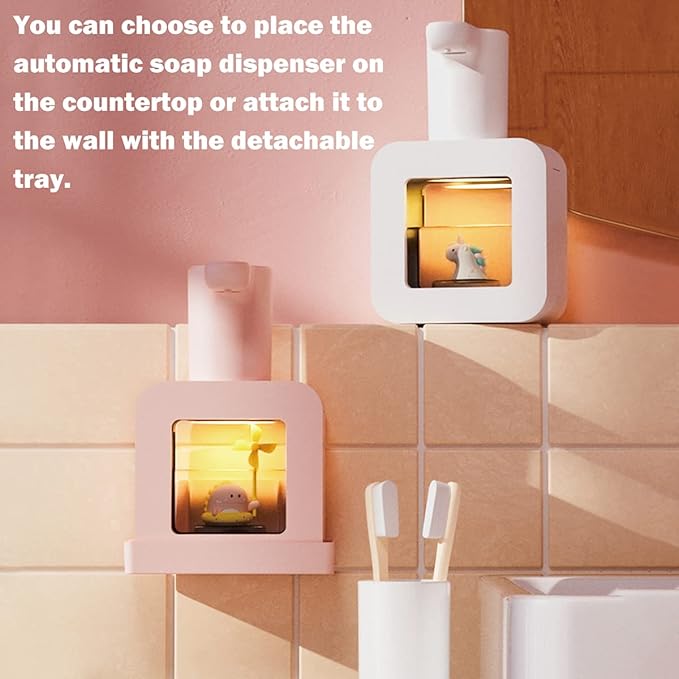 Automatic Foam Soap Dispenser - Cute Kids Touchless Unicorn Hand Soap Dispenser,Wall Mount Waterproof USB Rechargeable, 13.5oz/ 400ml for Bathroom Countertop, Kitchen, Office, Hotel, Preschool