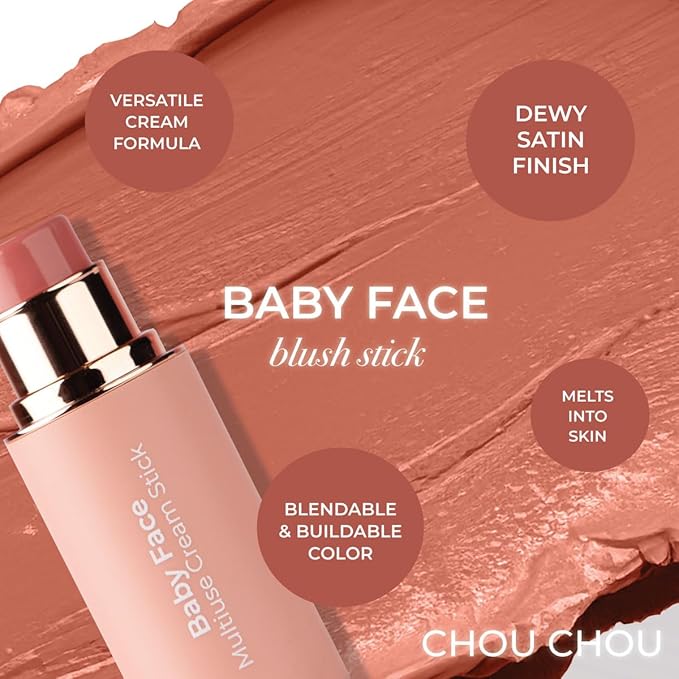 MCoBeauty - Baby Face Multiuse Cream Stick for Lips and Cheeks - Blush Stick in Nude Peach Shade - Contains Moisturising Jojoba Seed Oil, Coconut Oil and More - Charley