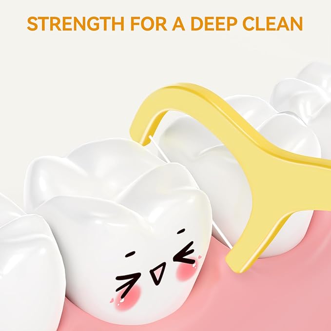 Super Deer Children's Dental Floss Sticks, 60 Count, Individually Packaged, Ages 3+, Shred Resistant, Perfect for School, Travel & Playdates