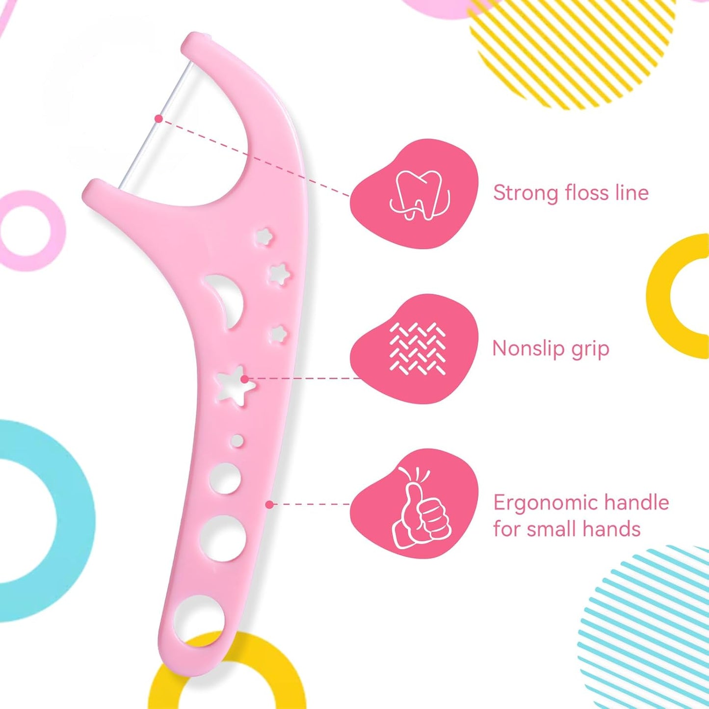 FAMILIFE Kid Floss Picks, Kid Flossers Without Fluoride, Dental Floss Picks with 4 Travel Handy Cases, Unflavored 120ct