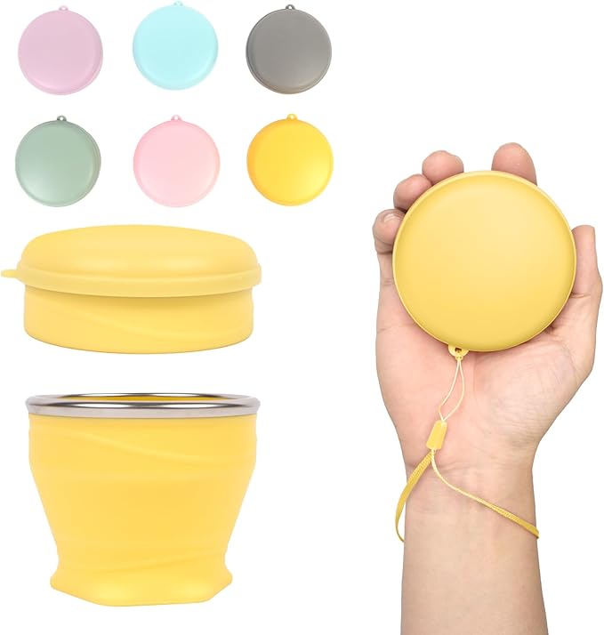 Collapsible Water Cup 6oz/180ml - Collapsible Cup - Silicone Collapsible TravelCup - Silicone Folding Camping Cup with Lids - Foldable Drinking Cup - for Travel, Camping, Hiking, Outdoor