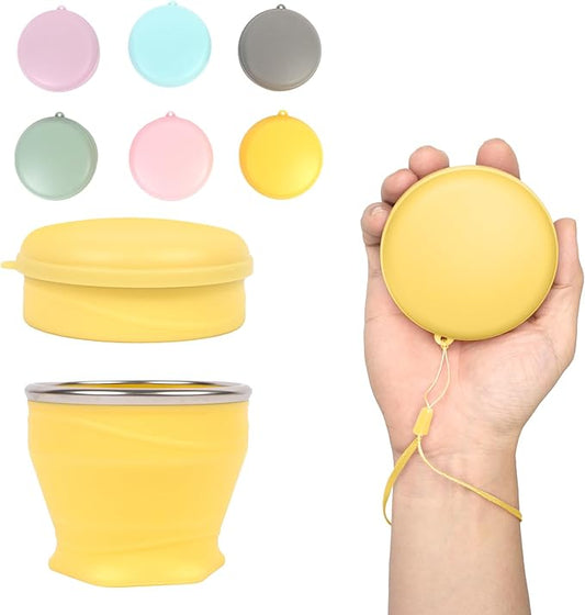 Collapsible Water Cup 6oz/180ml - Collapsible Cup - Silicone Collapsible TravelCup - Silicone Folding Camping Cup with Lids - Foldable Drinking Cup - for Travel, Camping, Hiking, Outdoor