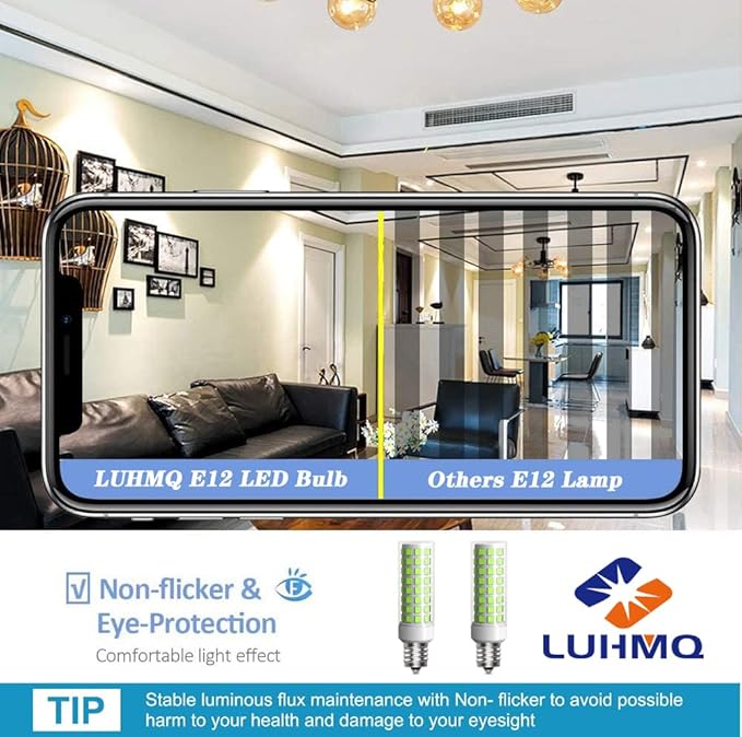 3 Pack E12 LED Candelabra C7 Chandelier C37 Fan Light Bulbs Kx-2000 Bulbrite Replacement, 7W Equivalent to 70W Incandescent, 700LM AC120V (Daylight White 6000K)