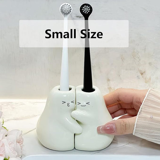 Ceramic Toothbrush Holder for Bathroom, Set of 2 Cute Tooth Brush Holders Pencil Holder for Bathroom Countertop Home Office Table Decor