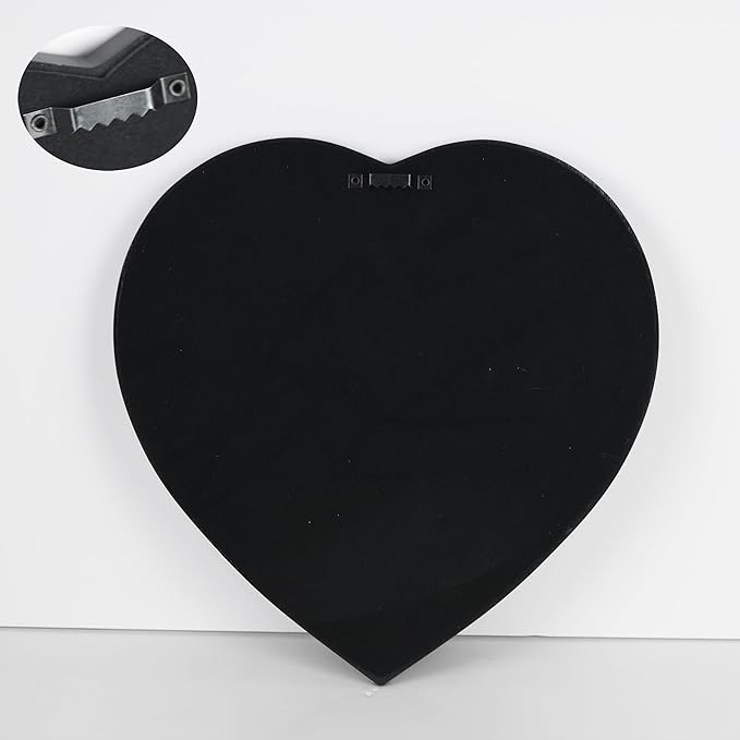 Heart Shape Makeup Mirror Wall Mounted Mirror with Hanging Hole for Home Room Decoration Birthday Gift Valentine's Day Gift for Girl,10.6x10.2inch(Black)