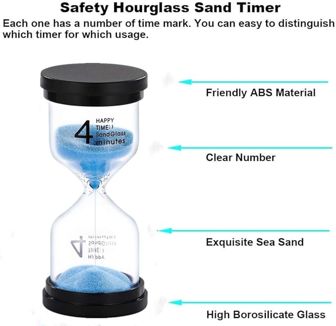 SuLiao Hourglass 4 Minute Sand Timer：Colorful Small Purple Sand Clock 4 Min, Plastic Hour Glass Sandglass for Kids, Games, Classroom, Kitchen, Decor