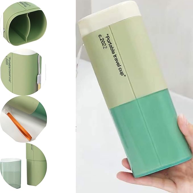 Toothbrush Travel Case, Portable Travel Toothbrush Holder, Multifunction Toothbrushes Toothpaste Set with Cup, Toothbrush Case for Traveling, Camping, School, Business and Daily Uses (Green)