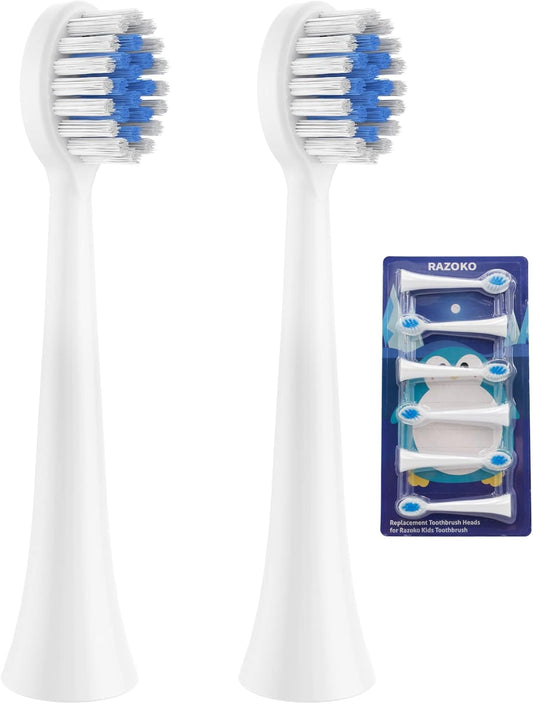 Replacement Toothbrush Heads for Razoko Kids Toothbrush 6 Pack