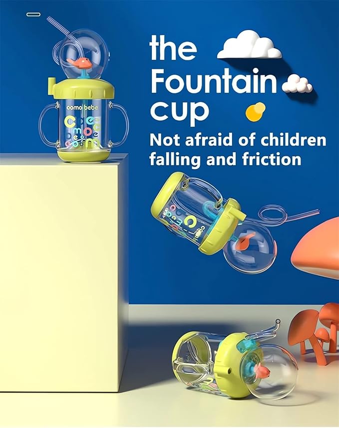 Drinking Cup with Whale Squirt - 2023 New Cute Whale Spray Water Cup, BPA Free Leak Proof Straw Cup Sippy Cups Kids Non Spill Water Bottle Weighted Straw Cups (350ml/Green)