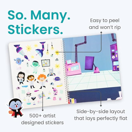 Halloween Sticker Book for Kids 3-5 Spooky, Children's Crafts (500+ Cute Halloween Stickers for Kids & 12 Scenes) Holiday Activity Books, Fall Coloring Book Children Ages 4-8
