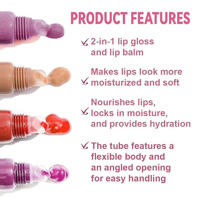 2Pcs Summer Glow Reviver Lip Balm Butter Lip Gloss, Melting Lip Serum, Ultra-Hydrating Natural Vegan Lip Oil, Sheer-Tinted Shine & Hydration, Soothes & Softens Dry Lips (03+04)