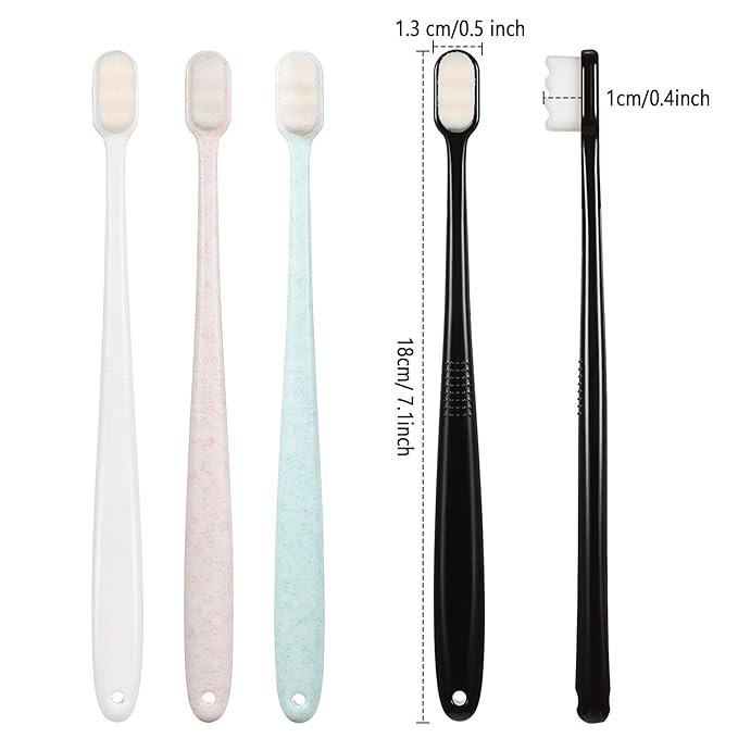 Boao 4 Pieces Extra Soft Toothbrushes for Sensitive Gums with 20000 Micro Nano Bristle for Adult Pregnant Gum Recession Elderly Braces, Protect Fragile Gums(Black, White, Green, Beige)