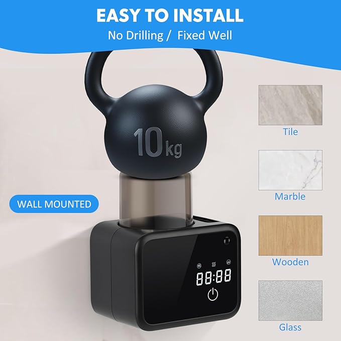 Wall Mounted Toothbrush Cleaning Holder, 2 Slots Toothbrush Cleaner with LED Screen, Timer and Cup, Smart UV Toothbrush Storage with Heating and Fan Drying for Bathroom Organizer & Decor - Black