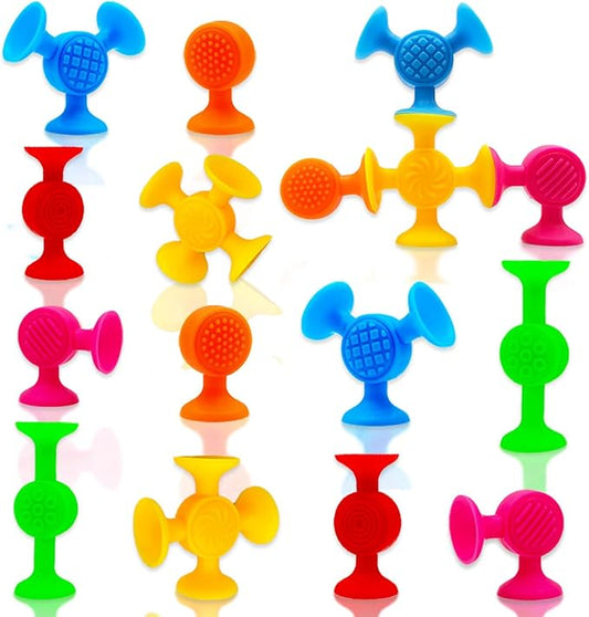 Suction Cup Toys Bath Toys - 12 Pcs Sensory Suction Bath Toy for Toddler Kids, No Hole Bath Suction Toy, Textured Fidget Toys for Travel
