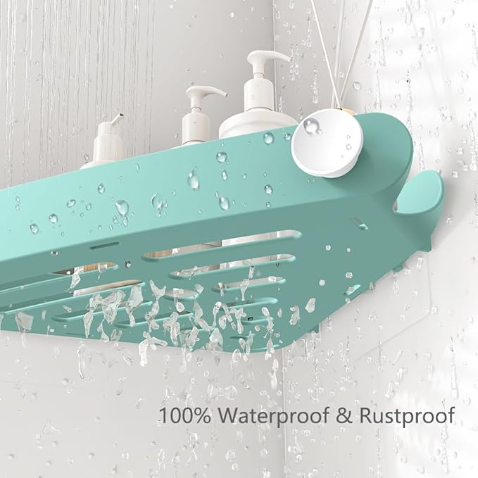 Sotfamily Shower Caddy Corner, 4 Pack Adhesive Corner Shower Shelves for Bathroom Organizers and Storage, Rust Free Plastic Rack for Bathroom Accessories & Decor, Turquoise