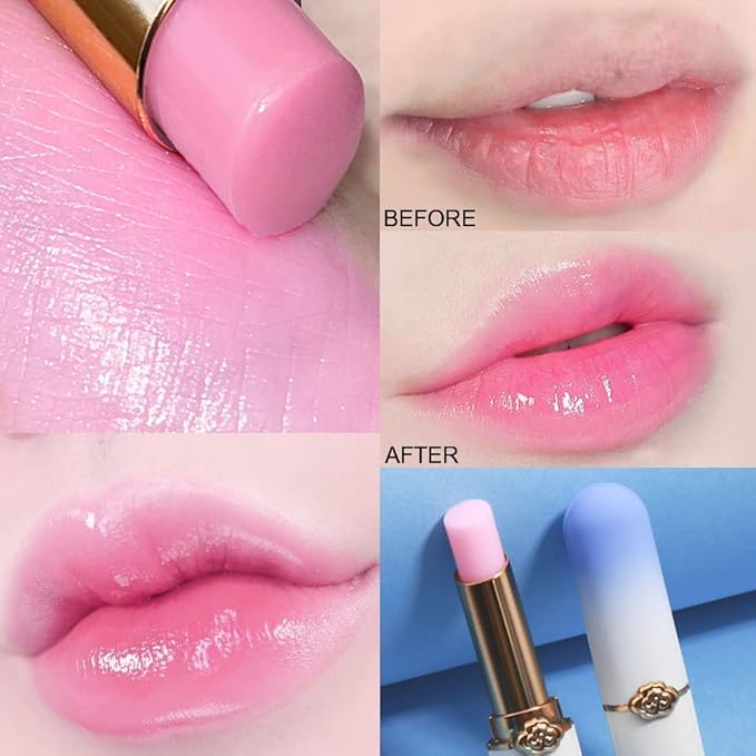 evpct 2Pcs Blueberry Tinted Lip Balms PH Lip Color Changing Lipstick Balm Stain Gift Set Queen for Women Girls Korean Mood Long Lasting Color Change Light Pink Lipstick Lip Tint Plumper Gloss