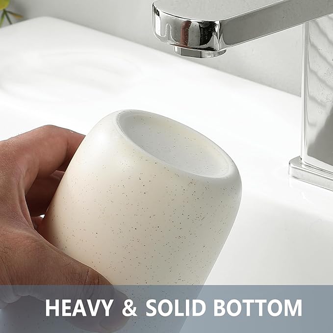 Toothbrush Holder for Bathrooms - 1 Cup Ceramic Toothbrush Toothpaste Holder, Beige Bathroom Tumbler Cup Reusable Toothbrush Mouthwash Cup, Bathroom Counter Organizer