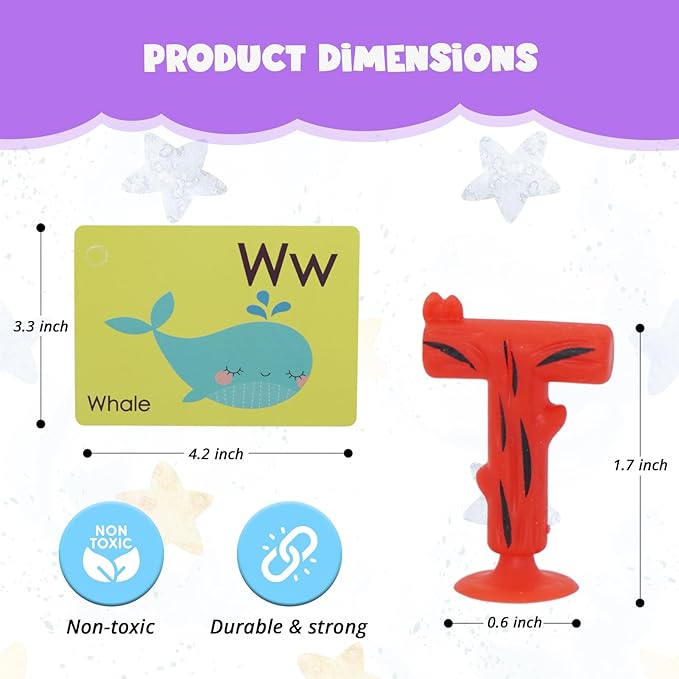 Alphabet Letters Learning Suction Toys: ABC Silicone Toys, Airplane/Windows/Car/Travel Toy for Kids, Preschool Educational Montessori Sensory Toy