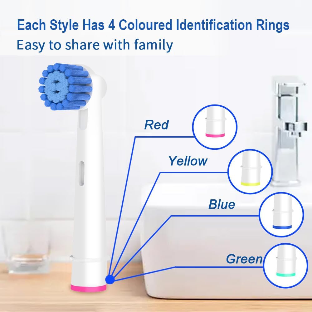 16pcs Replacement Brush Heads Compatible with Oral B Electric Toothbrushes. Pack of 4 Precision Clean,4 Cross Clean,4 3D Whitening Clean and 4 Sensitive Clean