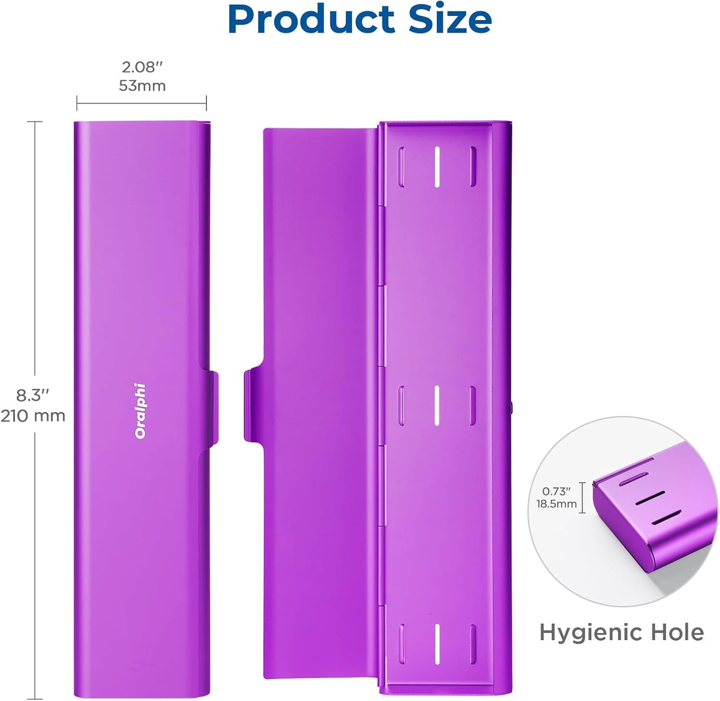 Wider Aluminum Toothbrush Travel Case, Portable Travel Toothbrush Holder, Durable Manual Toothbrush Box Container for Traveling, Bathroom, Camping, Business Trip-Not for 0.85oz Toothpaste, Purple