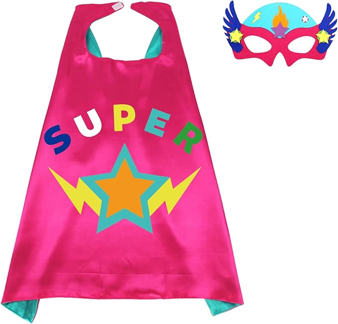 D.Q.Z Star Superhero Cape and Mask for Kids Dress Up Costume, Super Hero Toys for Boys Girls Halloween Party Favors
