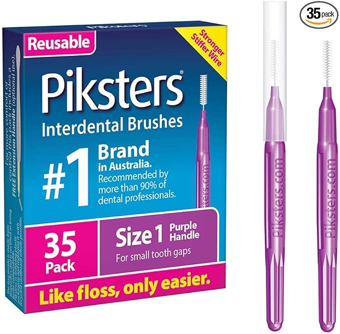 Piksters Interdental Brushes, 35 pk, Size 1, Interdental Tooth Brush for Tight Gaps, Gum Soft Bristles for Plaque Removal, Safe for Braces