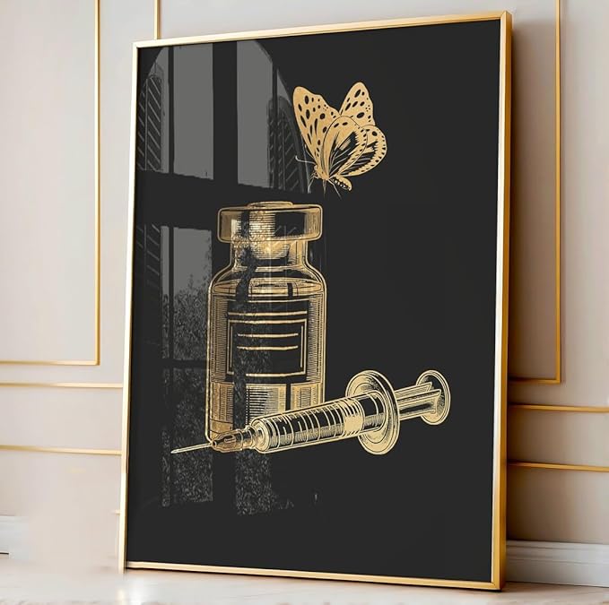 Lip Procedures Wall Art 3 Pieces Lip Fil-ler Poster Lip Inje-ction Treatment Prints Canvas Painting Framed Artwork for Beauty Salon Med Spa Decoration with Inner Frame