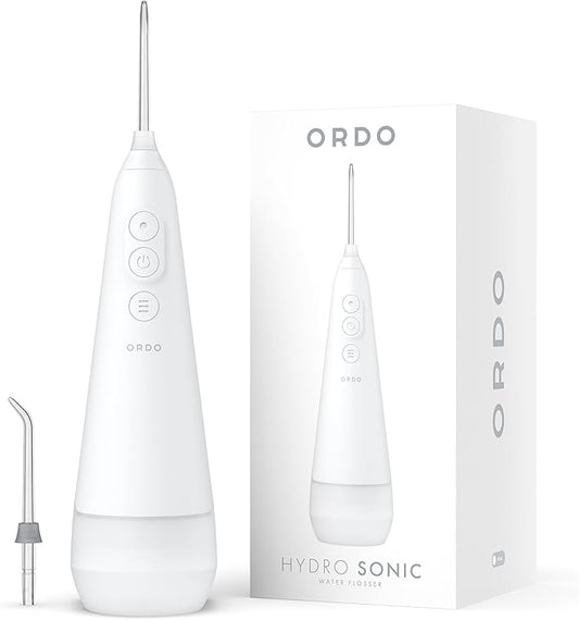 Ordo Water Flossers for Teeth, Cordless IPX7 Waterproof Oral Irrigator, 3 Pressure Settings, Portable, Rechargeable Electric Sonic Flosser, Dental Professional Recommended, White