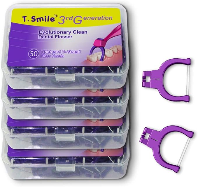 T.Smile Evolutionary Clean Dental Flossers, Kit of Refills Plus Long Handle (200 T-Tension Refills)