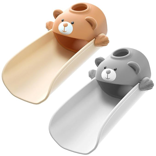 Skyroku Faucet Extender for Toddlers, Sink Extenders with Temperature Sensitive for Kids Hand Washing Sink Faucet Extension,Suitable for Bathroom Sink, Kitchen,Bathtub.(Brown) (Brown&Grey)