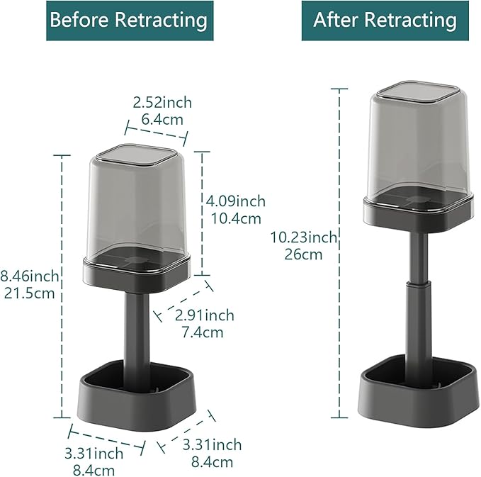 Toothbrush Holder with Cup/Cover, 3 Slots Toothpaste Holder Stand for Bathroom Countertop Plastic Storage Organizer for Toothbrushes, Electric Toothbrushes (Black)