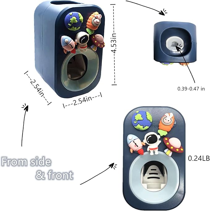 Automatic Toothpaste Dispenser Wall Mounted for Bathroom,Toothpaste Squeezer for Kids & Family Shower by Mr. Thumbs (1pc,Astronaut)