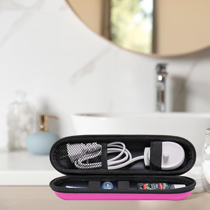 Nincha Electric Toothbrush Travel Case Compatible with Oral-B/Philips Sonicare/Colgate/Reach, and Most Electric Toothbrush, Includes 2 Universal Toothbrush Covers (Pink Case + Pink Covers)