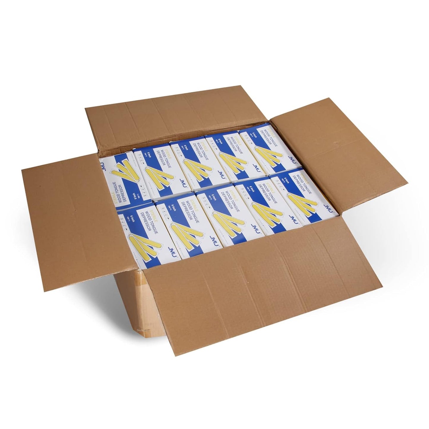 JMU Tongue Depressor Sterile 5000Pcs, 6" Tongue Depressor Wood Individually Wrapped (100pcs/Box, 50 Boxes)