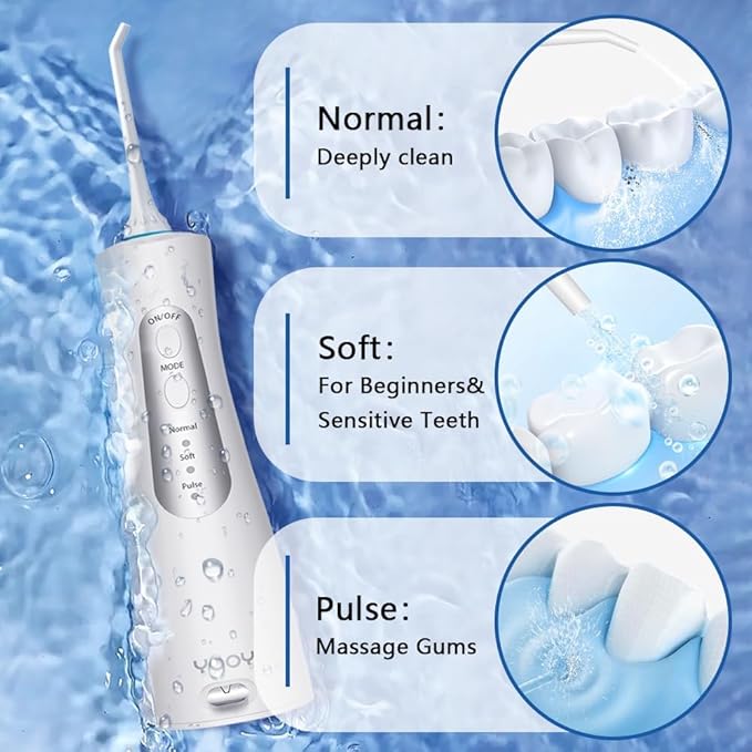 Water Dental Flosser Teeth Portable Cordless Oral Irrigator Gums Braces Orthodontic Care Irrigation Cleaner Electric Waterflosser Flossing for Teeth Cleaning Rechargeable for Home Travel