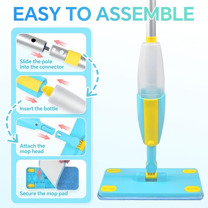 Kids Spray Mop Cleaning Toy – Montessori-Inspired Pretend Cleaning Set with Real Water Spray – Toddler Household Chores Toy for Boys and Girls Ages 3+