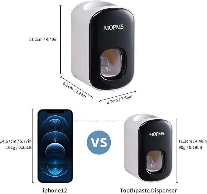 MOPMS Toothpaste Dispenser Wall Mounted for Bathroom Automatic Toothpaste Squeezer for Kids and Adult (Black-1Pcs)