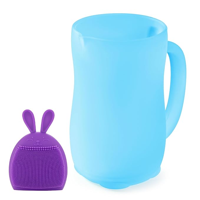 HOLINDK Baby Bath Rinse Cup - Elegant Design, Food - grade Silicone, Create a Pleasant Bath Time (blue)