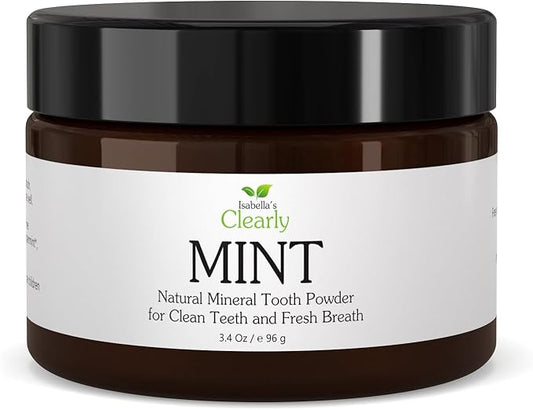 Isabella's Clearly Mint Remineralizing Tooth Powder - Natural Fluoride Free Toothpaste for Adults, Teeth Whitening, Xylitol, Baking Soda, Clay, Calcium